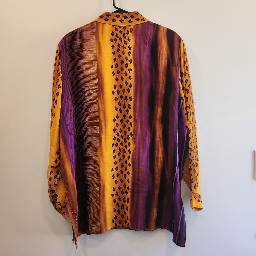 Diane Gilman NWT 100% Silk Blouse Leopard Print Beaded - Picture 8 of 9